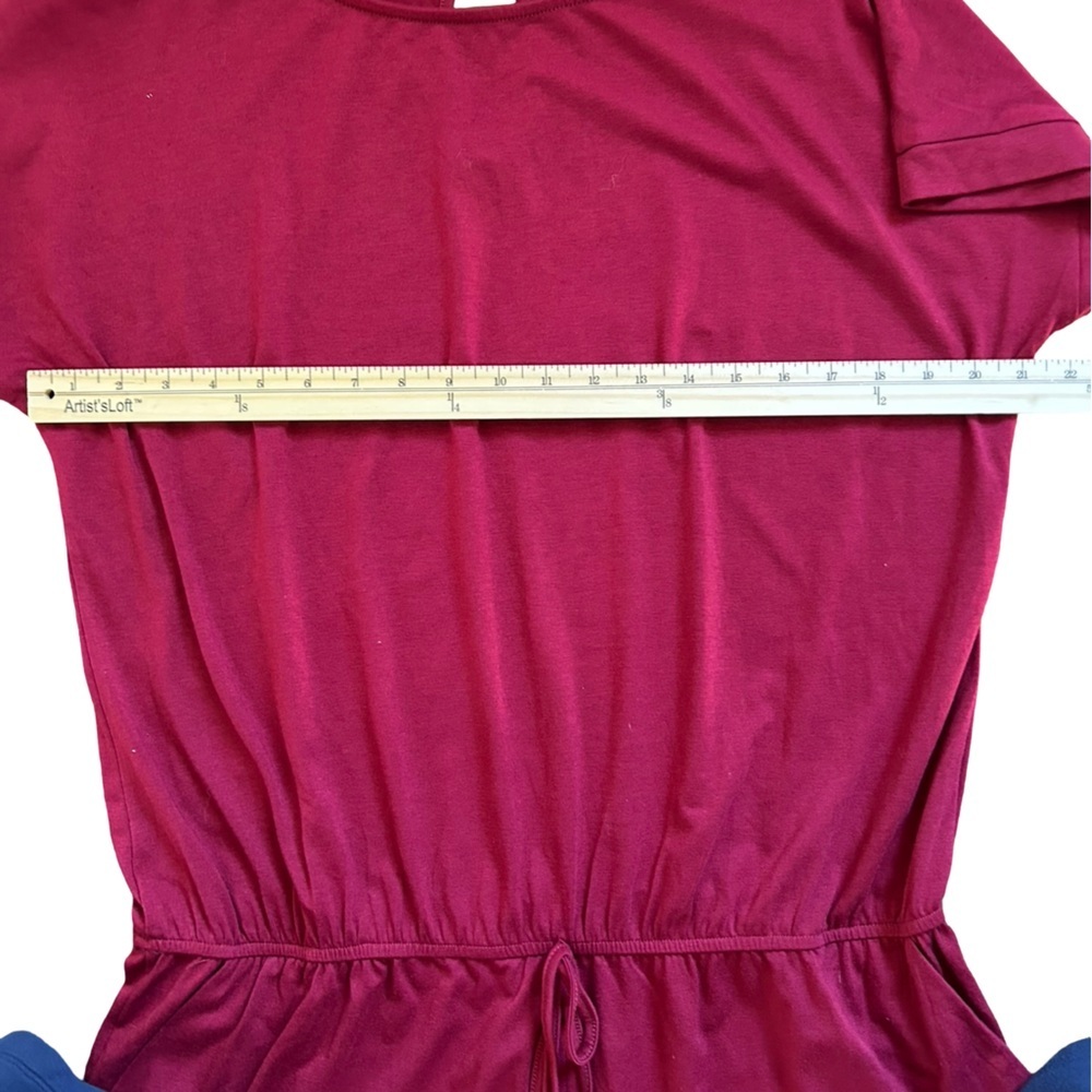 ANRABESS Burgundy Romper XXL | Short Sleeve Drawstring Waist | NWT Defect - Picture 2 of 4